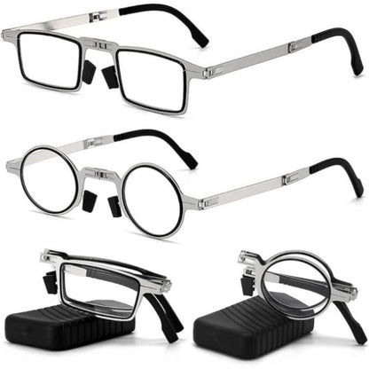Reading Glasses - Folding Blue Light Blocking 2 Pairs with Case Stainless Steel Frame HD - product detail view 3
