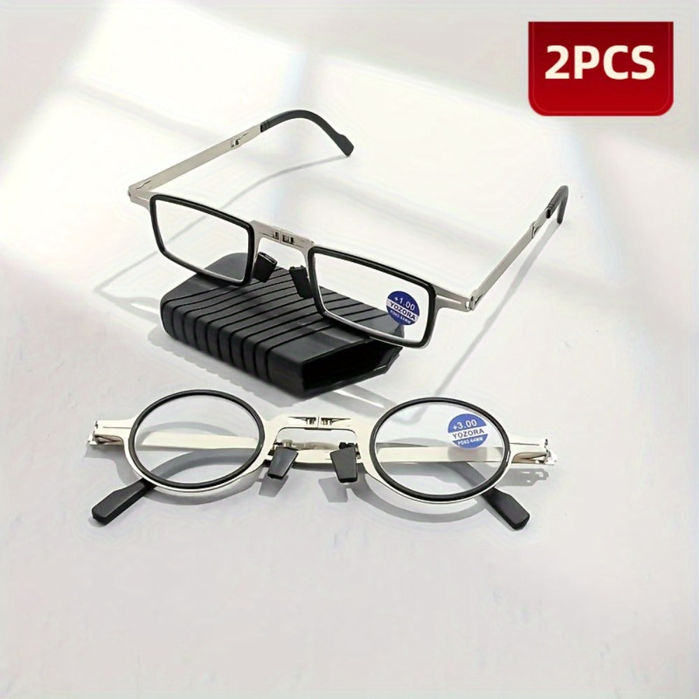 Reading Glasses - Folding Blue Light Blocking 2 Pairs with Case Stainless Steel Frame HD - product detail view 4