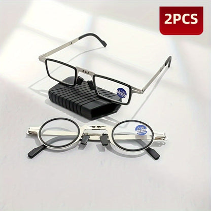 Reading Glasses - Folding Blue Light Blocking 2 Pairs with Case Stainless Steel Frame HD - product detail view 4