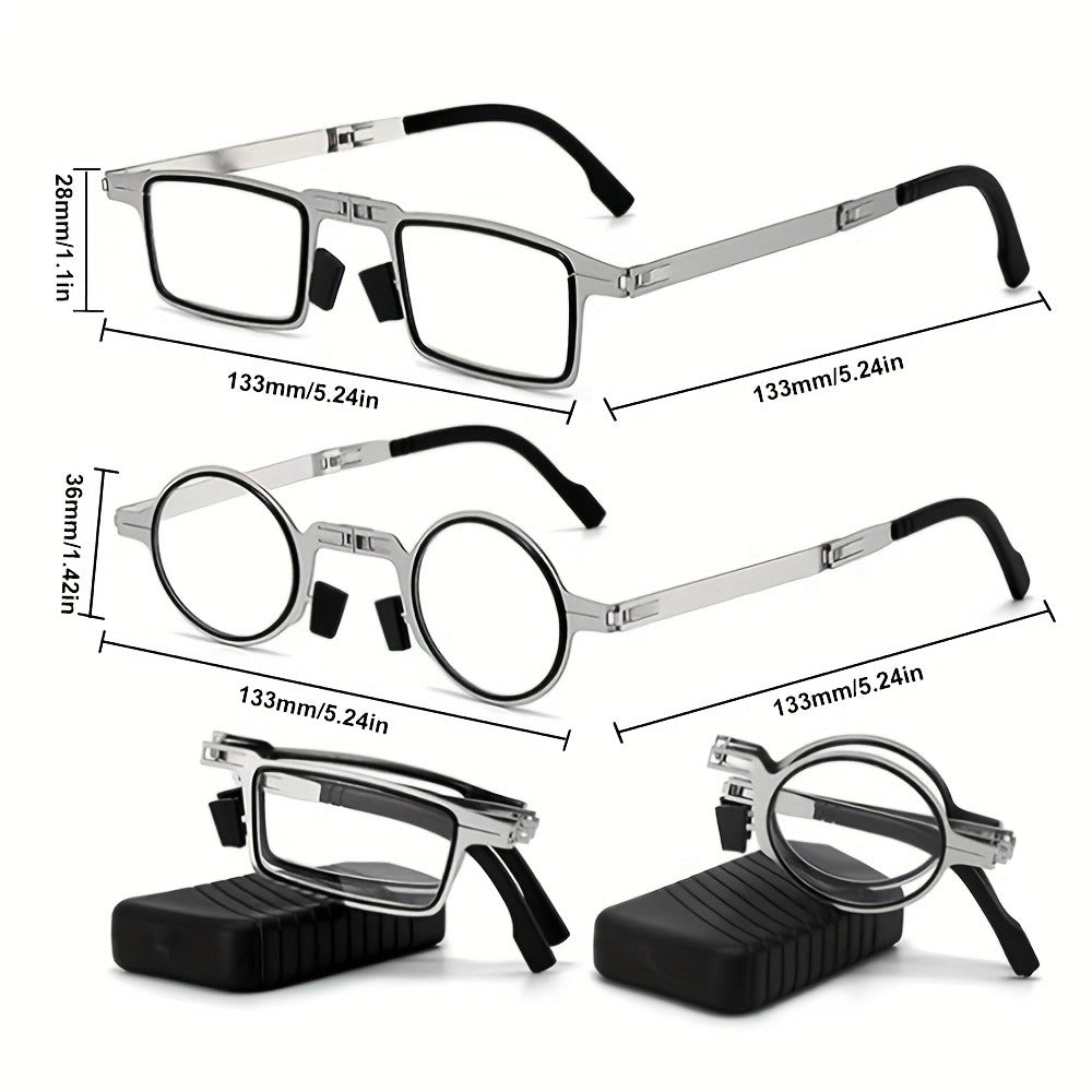 Reading Glasses - Folding Blue Light Blocking 2 Pairs with Case Stainless Steel Frame HD - product detail view 5