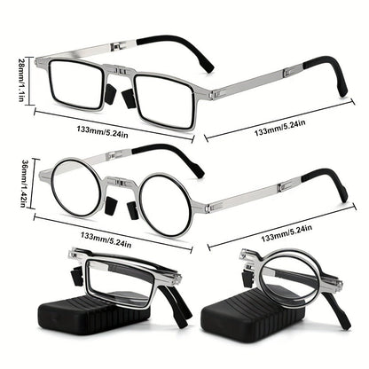 Reading Glasses - Folding Blue Light Blocking 2 Pairs with Case Stainless Steel Frame HD - product detail view 5