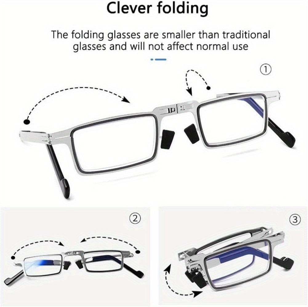 Reading Glasses - Folding Blue Light Blocking 2 Pairs with Case Stainless Steel Frame HD - product detail view 10