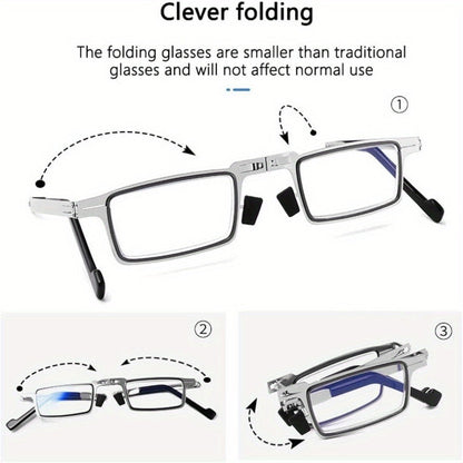 Reading Glasses - Folding Blue Light Blocking 2 Pairs with Case Stainless Steel Frame HD - product detail view 10