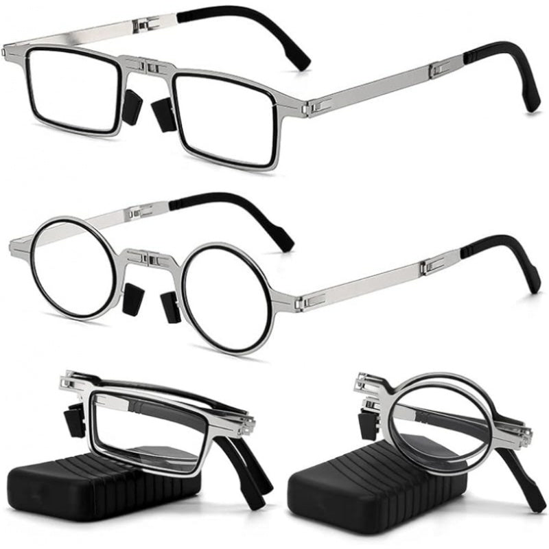 Reading Glasses - Folding Blue Light Blocking 2 Pairs with Case Stainless Steel Frame HD - product detail view 11