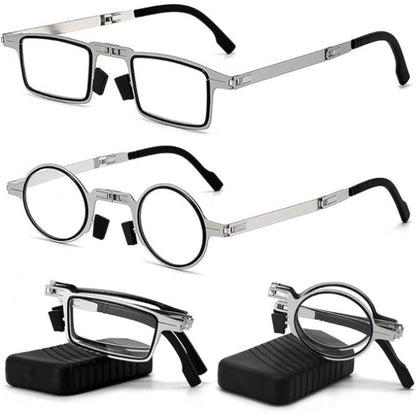 Reading Glasses - Folding Blue Light Blocking 2 Pairs with Case Stainless Steel Frame HD - product detail view 11