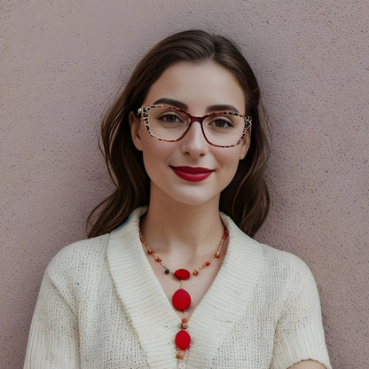 Reading Glasses - for Women Leopard Print Anti Blue Light HD Lenses Square Frame Metal - product detail view 2