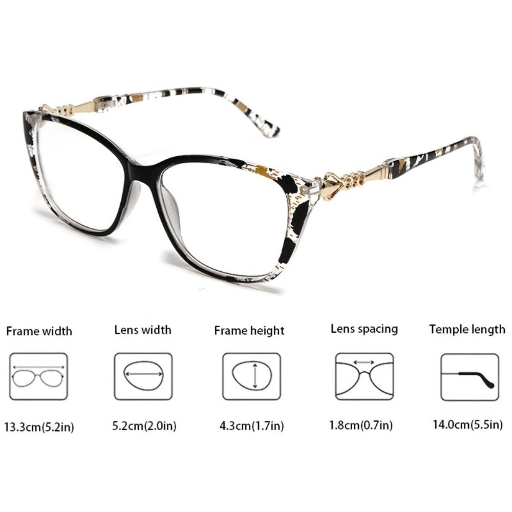 Reading Glasses - for Women Leopard Print Anti Blue Light HD Lenses Square Frame Metal - product detail view 5