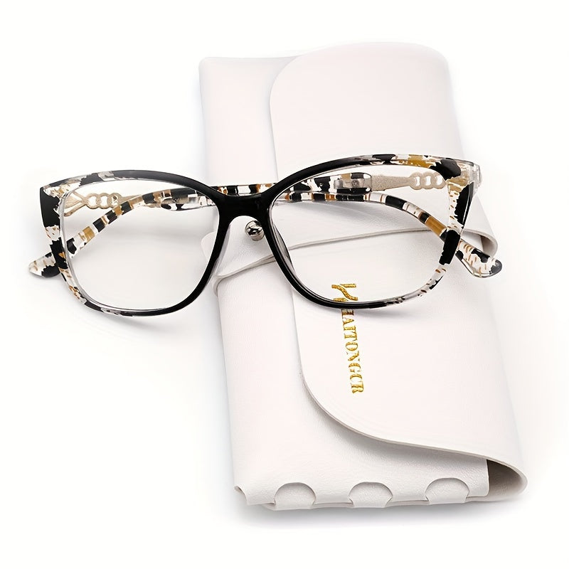Reading Glasses - for Women Leopard Print Anti Blue Light HD Lenses Square Frame Metal - product detail view 7