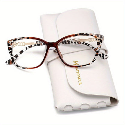 Reading Glasses - for Women Leopard Print Anti Blue Light HD Lenses Square Frame Metal - product detail view 8