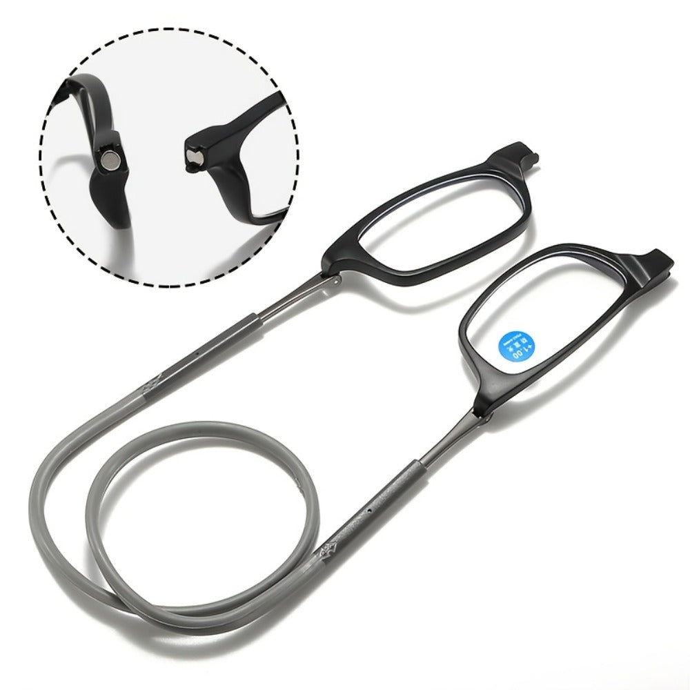 Reading Glasses - Magnetic 4-Pack Foldable Presbyopic Neck Hanging , Ultra-Light Square - product detail view 4