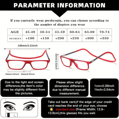 Reading Glasses - Magnetic 4-Pack Foldable Presbyopic Neck Hanging , Ultra-Light Square - product detail view 6
