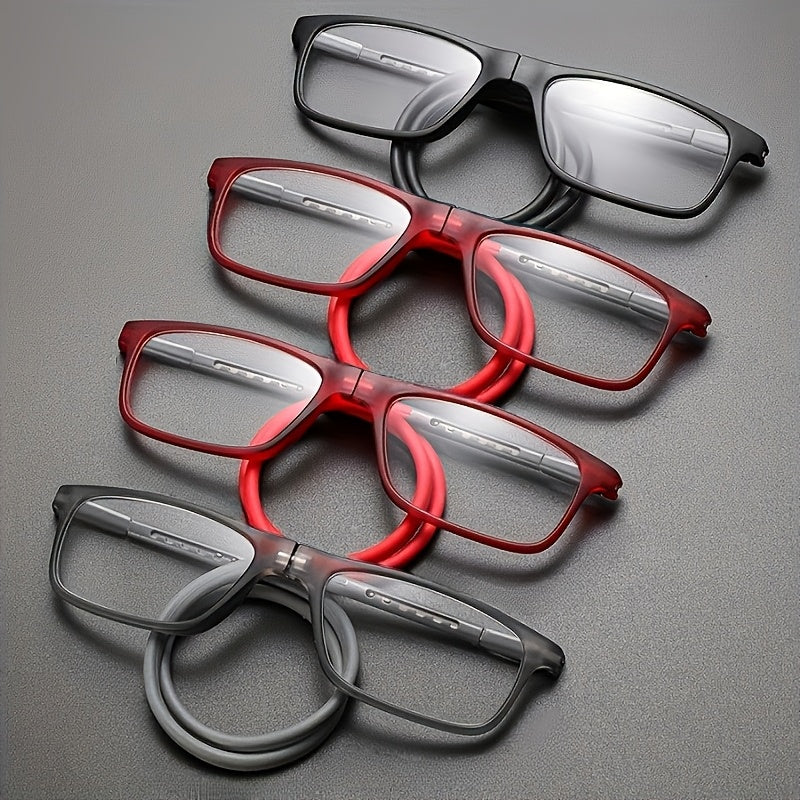 Reading Glasses - Magnetic 4-Pack Foldable Presbyopic Neck Hanging , Ultra-Light Square - product detail view 12