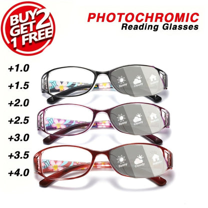 Reading Glasses - Photochromic 3 Pack for Women Floral Frame Light-Activated Color Changing - product detail view 6