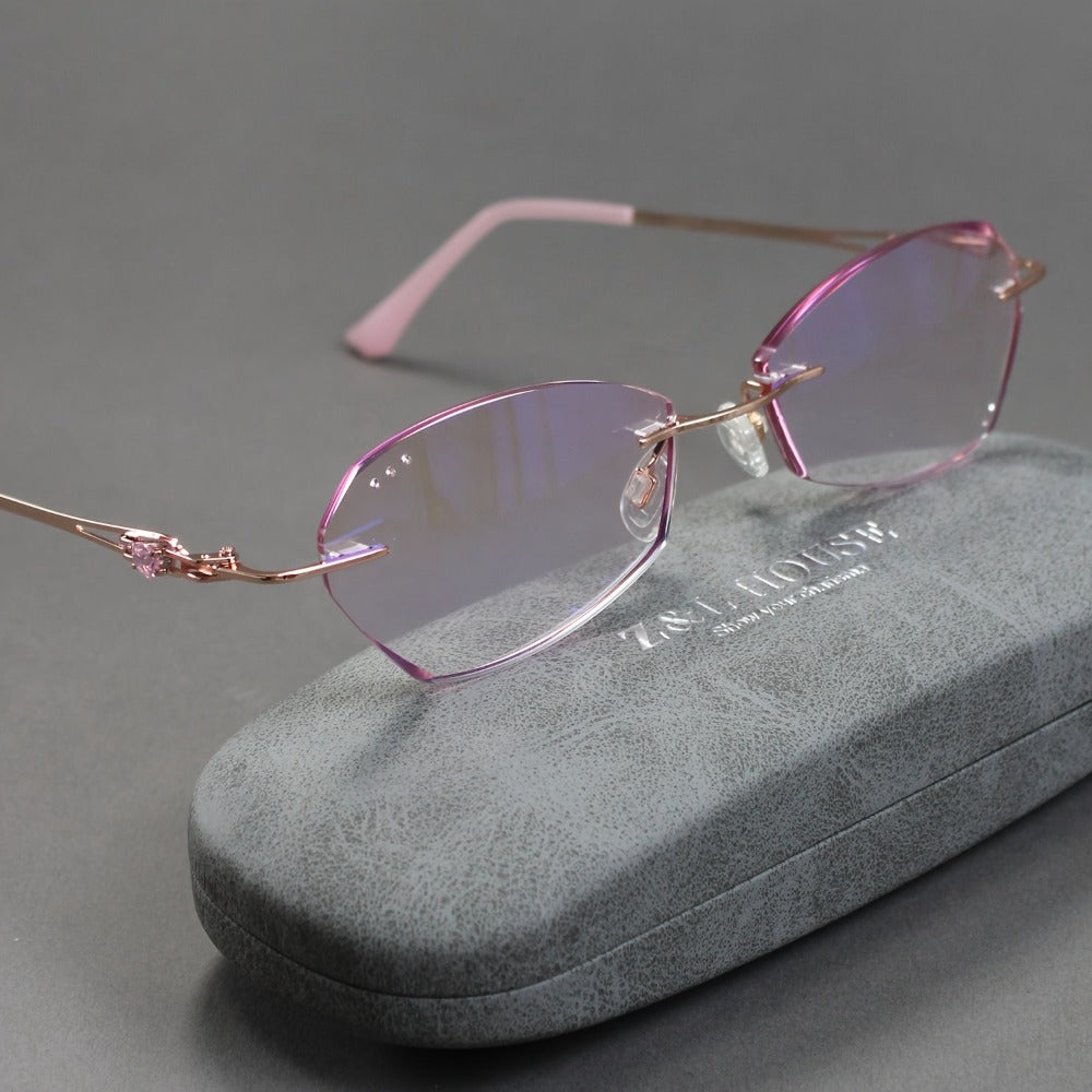 Reading Glasses - for Women Pink Rhinestone, Elegant Mirror Leg Magnifying Readers +1.0 to - product detail view 2