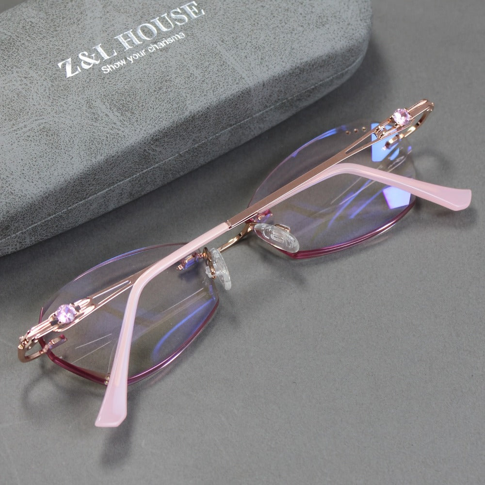 Reading Glasses - for Women Pink Rhinestone, Elegant Mirror Leg Magnifying Readers +1.0 to - product detail view 3
