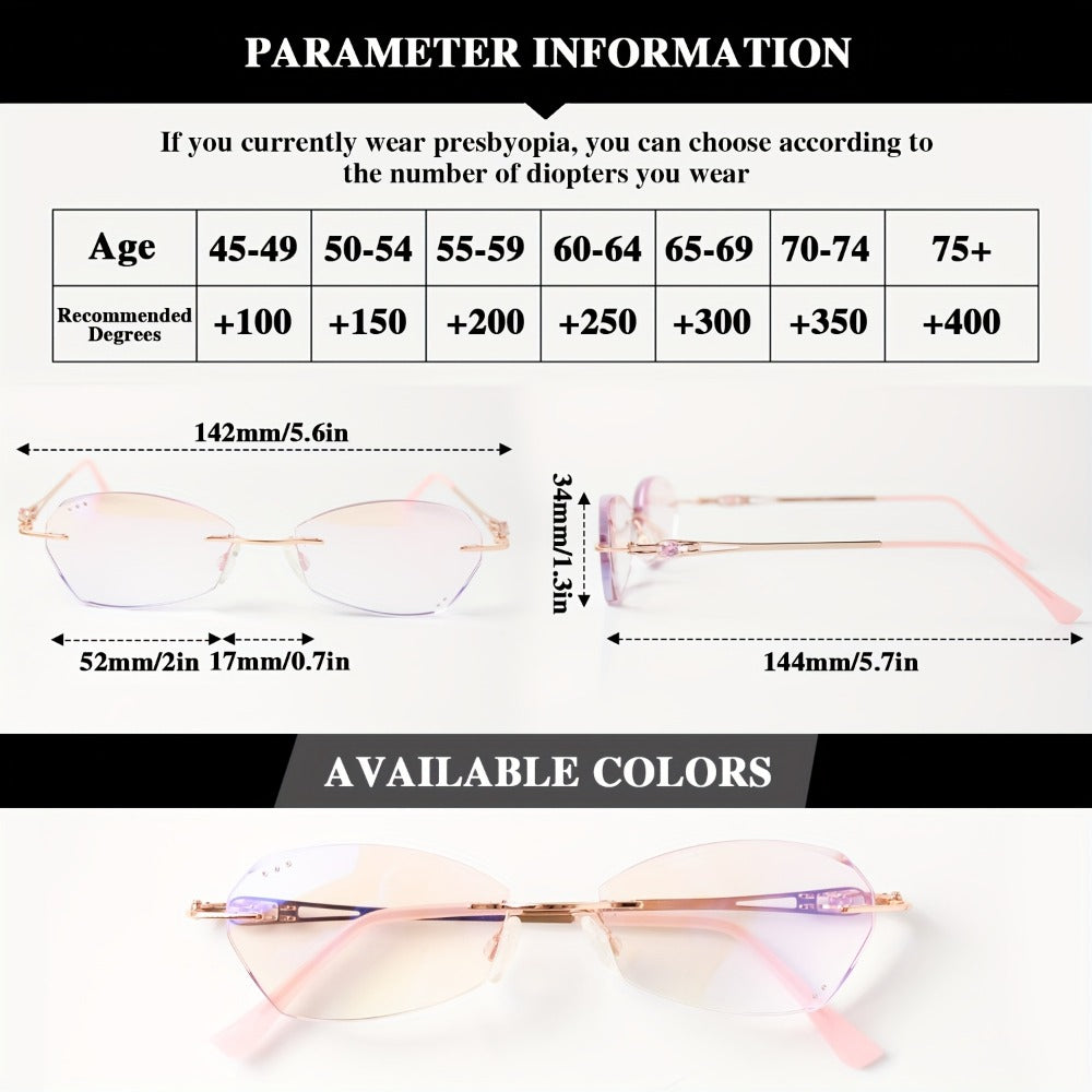 Reading Glasses - for Women Pink Rhinestone, Elegant Mirror Leg Magnifying Readers +1.0 to - product detail view 4