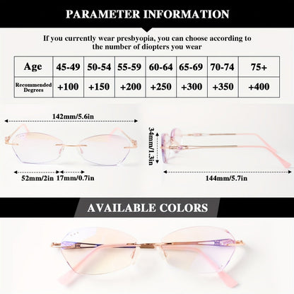 Reading Glasses - for Women Pink Rhinestone, Elegant Mirror Leg Magnifying Readers +1.0 to - product detail view 4