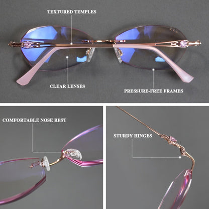 Reading Glasses - for Women Pink Rhinestone, Elegant Mirror Leg Magnifying Readers +1.0 to - product detail view 6