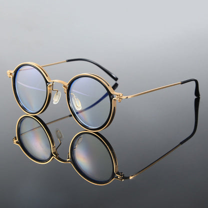 Reading Glasses - Retro Round Metal Frame HD Anti-Glare Lenses with Case, Unisex Vintage - product detail view 4