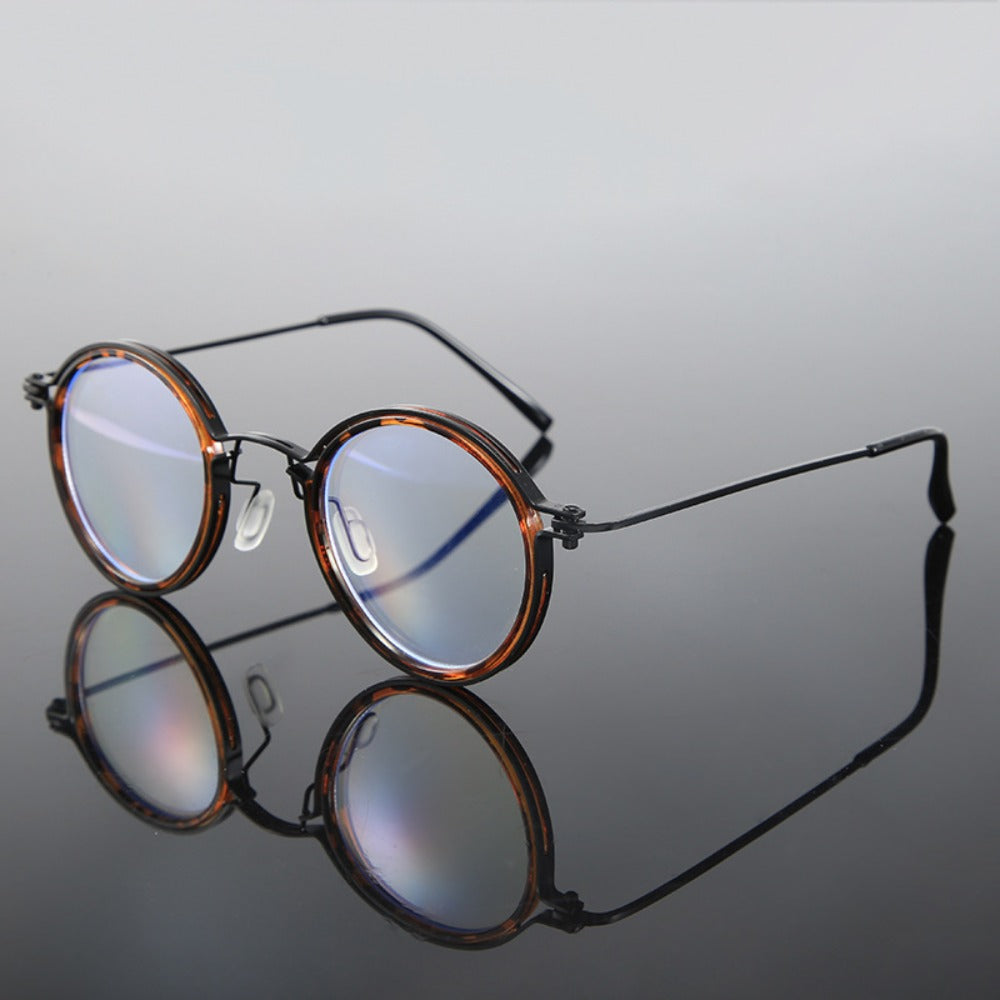 Reading Glasses - Retro Round Metal Frame HD Anti-Glare Lenses with Case, Unisex Vintage - product detail view 6