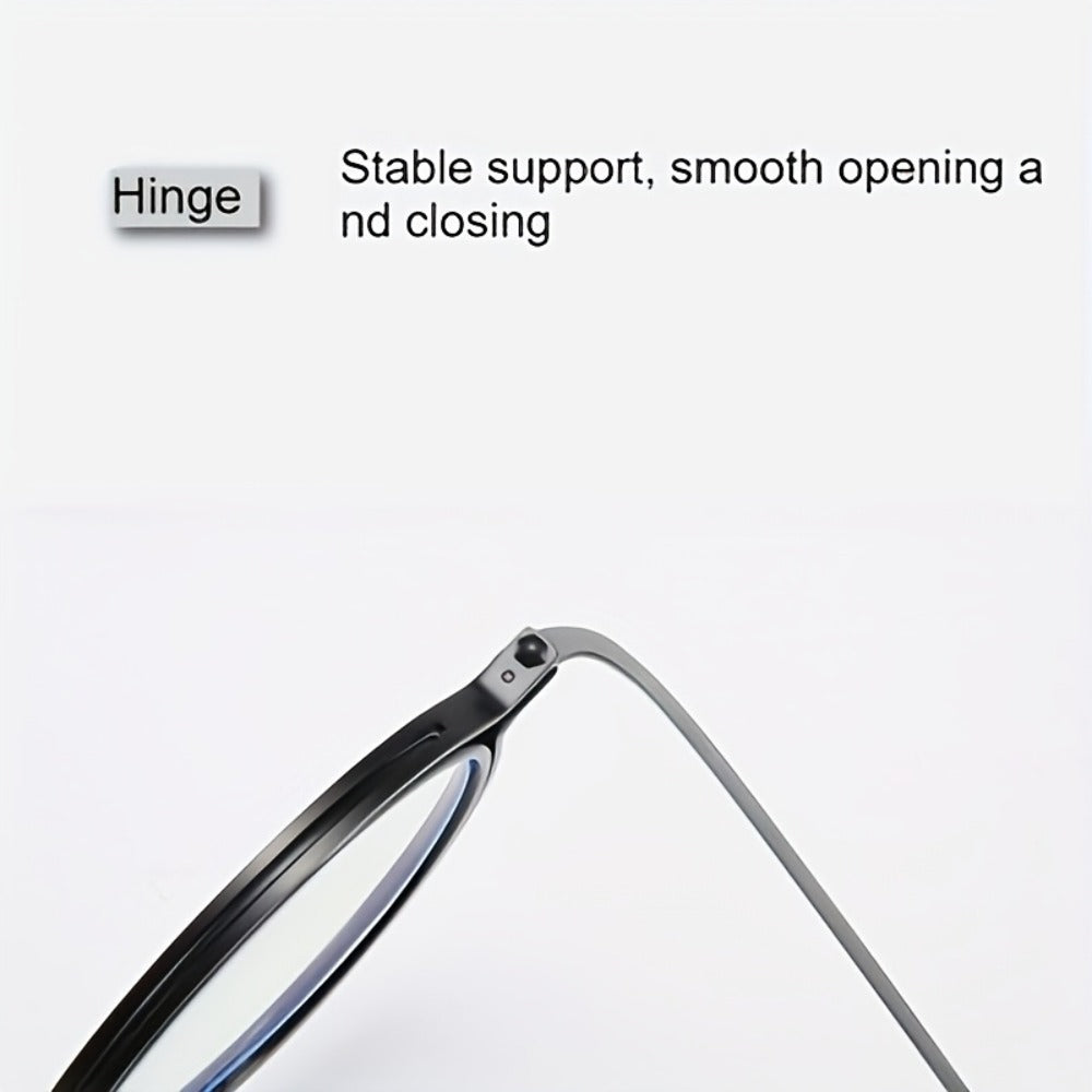 Reading Glasses - Retro Round Metal Frame HD Anti-Glare Lenses with Case, Unisex Vintage - product detail view 8