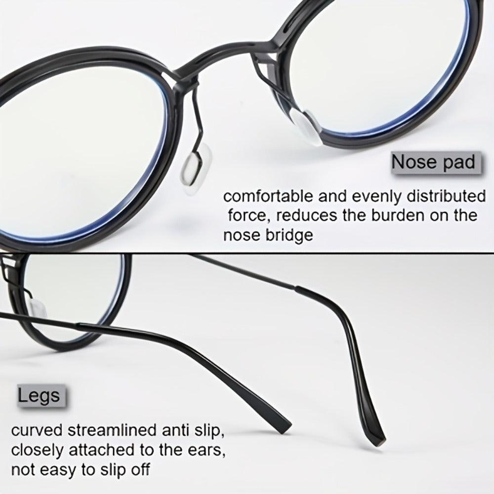 Reading Glasses - Retro Round Metal Frame HD Anti-Glare Lenses with Case, Unisex Vintage - product detail view 10