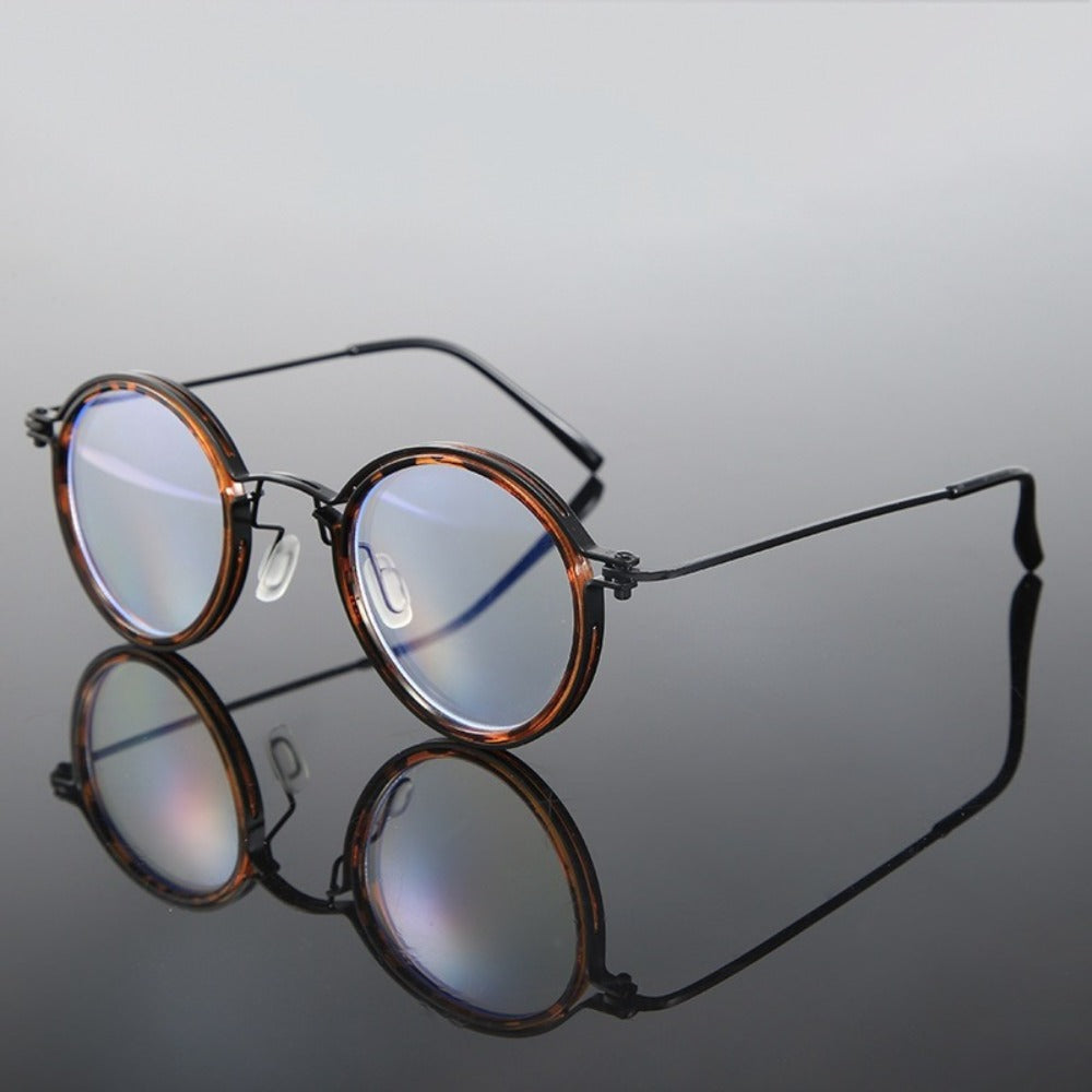 Reading Glasses - Retro Round Metal Frame HD Anti-Glare Lenses with Case, Unisex Vintage - product detail view 11