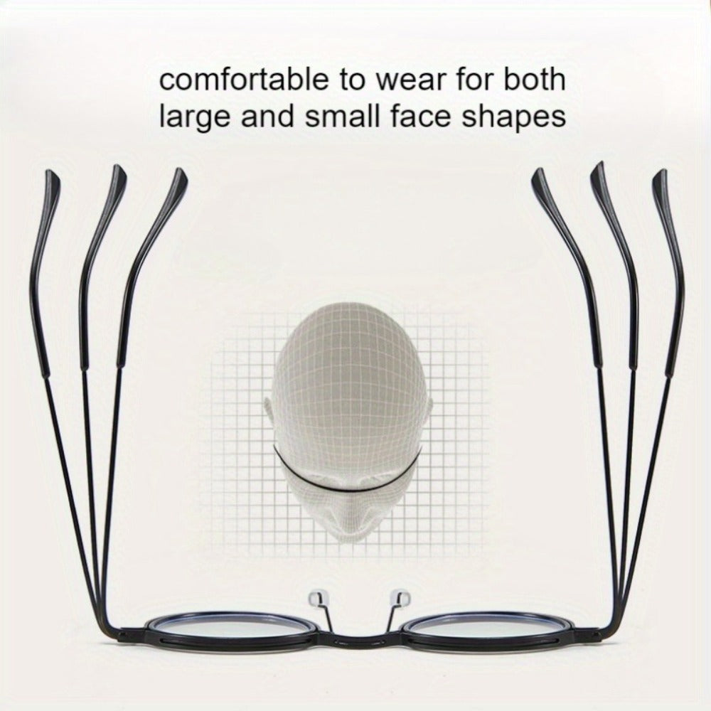 Reading Glasses - Retro Round Metal Frame HD Anti-Glare Lenses with Case, Unisex Vintage - product detail view 15