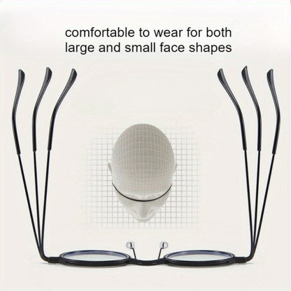Reading Glasses - Retro Round Metal Frame HD Anti-Glare Lenses with Case, Unisex Vintage - product detail view 15