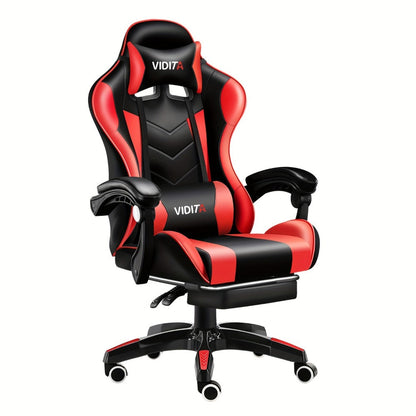 Reclining Faux Leather Gaming Chair with High Back and Footrest for Home Office detail image - detail view 12