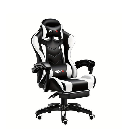 Reclining Faux Leather Gaming Chair with High Back and Footrest for Home Office detail image