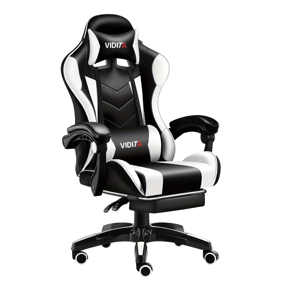 Reclining Faux Leather Gaming Chair with High Back and Footrest for Home Office detail image - detail view 3
