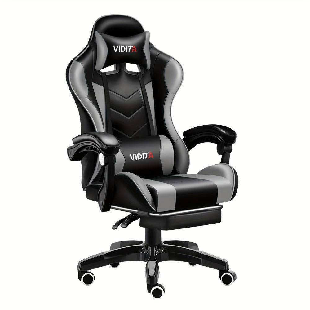 Reclining Faux Leather Gaming Chair with High Back and Footrest for Home Office detail image - detail view 5