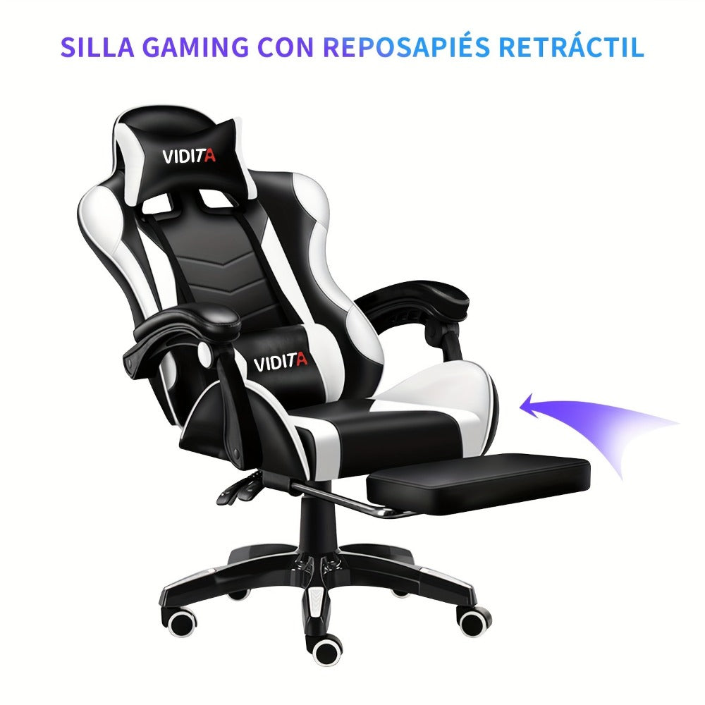 Reclining Faux Leather Gaming Chair with High Back and Footrest for Home Office detail image - detail view 6