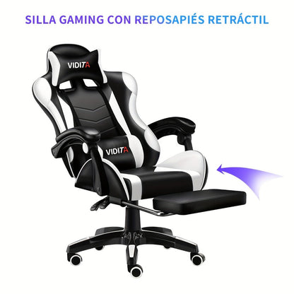 Reclining Faux Leather Gaming Chair with High Back and Footrest for Home Office detail image - detail view 6