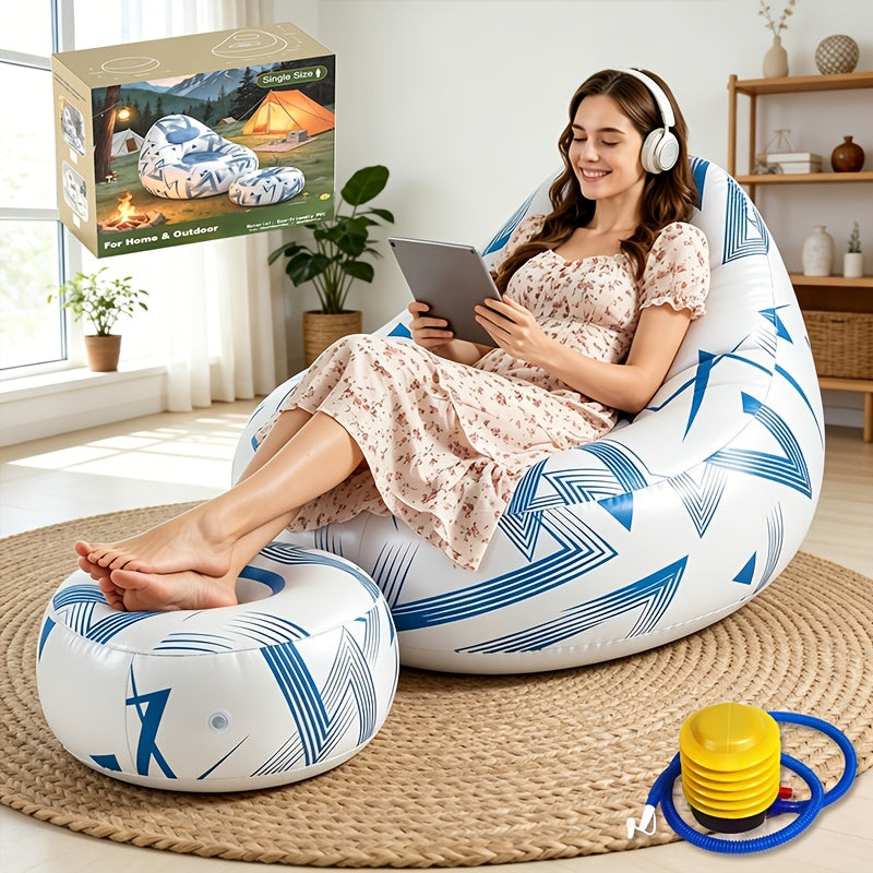 Inflatable Sofa shown in the Blue (Space Series) option