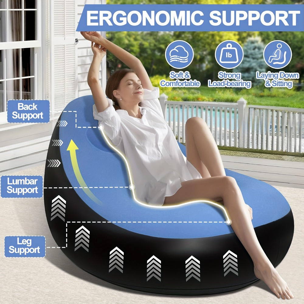 Reclining Inflatable Sofa with Adjustable Backrest and Tool-Free Assembly for Living Room detail image