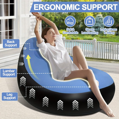 Reclining Inflatable Sofa with Adjustable Backrest and Tool-Free Assembly for Living Room detail image