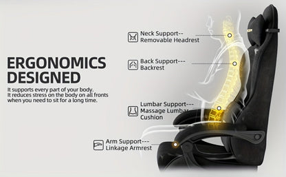 Reclining Velvet Gaming Chair, Ergonomic Video Game Chair for Home Office detail image - detail view 19