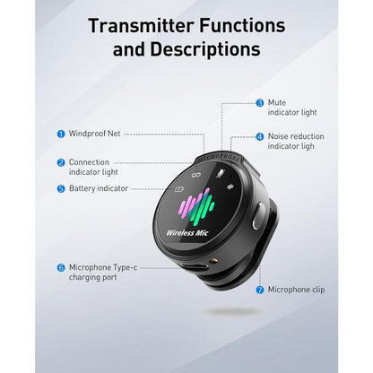 Recording Microphone, 2pcs, Wireless, USB-C, Microphones for Recording and Streaming detail image - detail view 14