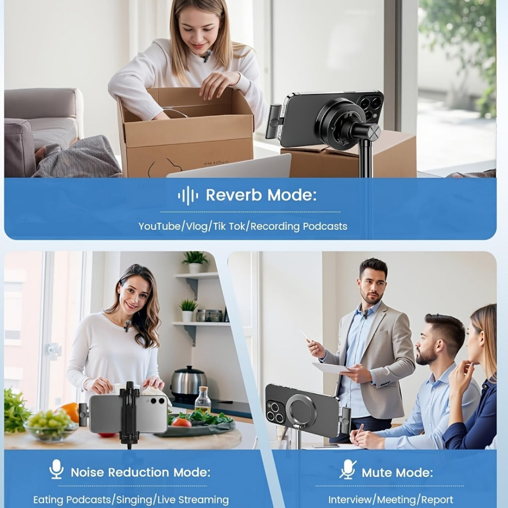 Recording Microphone, Portable, Wireless, USB-C, 2pcs, Lapel for Recording and Streaming detail image - detail view 13