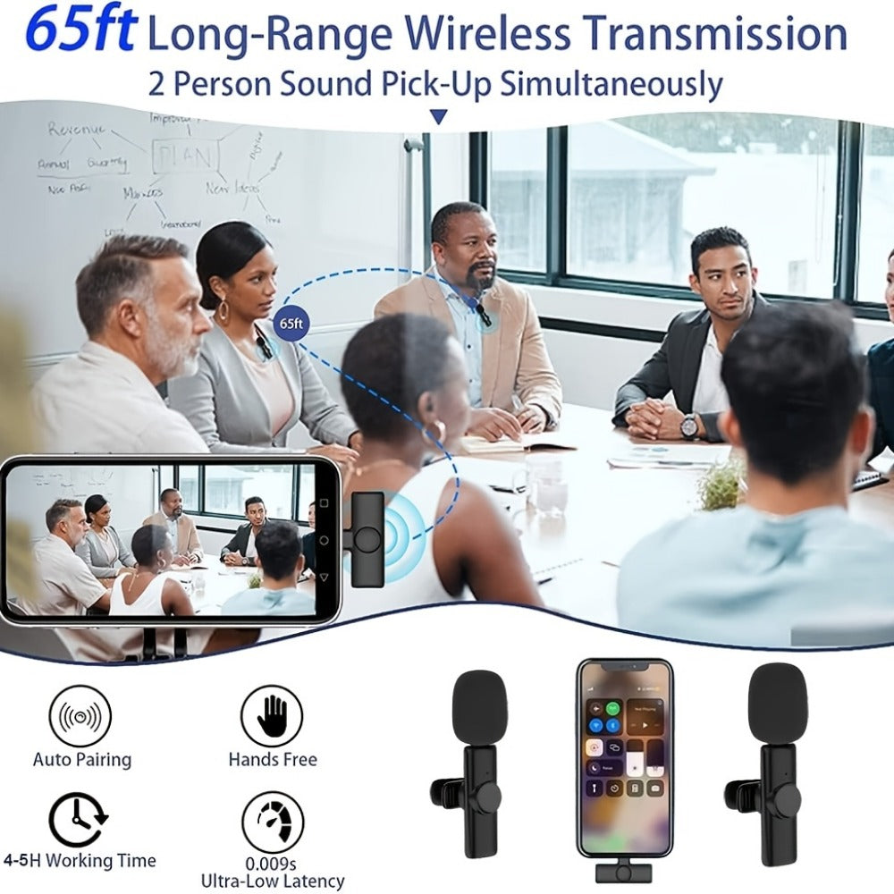 Recording Microphone, Portable, Wireless, USB-C, 2pcs, Lapel for Recording and Streaming detail image - detail view 3