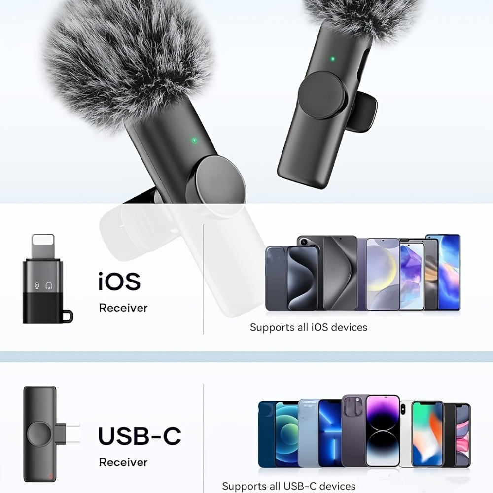Recording Microphone, Portable, Wireless, USB-C, 2pcs, Lapel for Recording and Streaming detail image - detail view 7