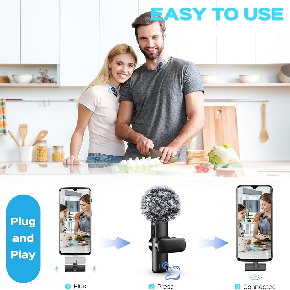 Recording Microphone, Portable, Wireless, USB-C, 2pcs, Lapel for Recording and Streaming detail image - detail view 9