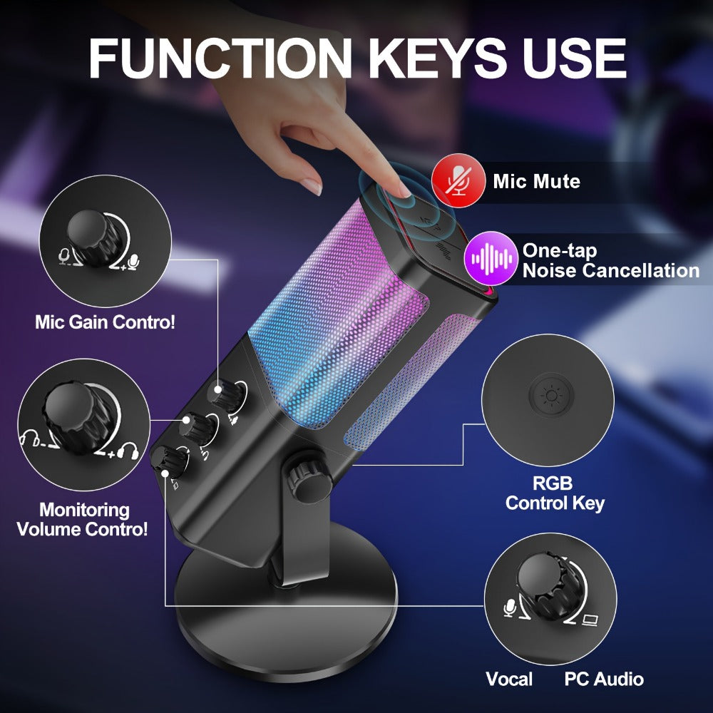 Recording Microphone, RGB, USB, Gaming, Game for Recording and Streaming detail image - detail view 4