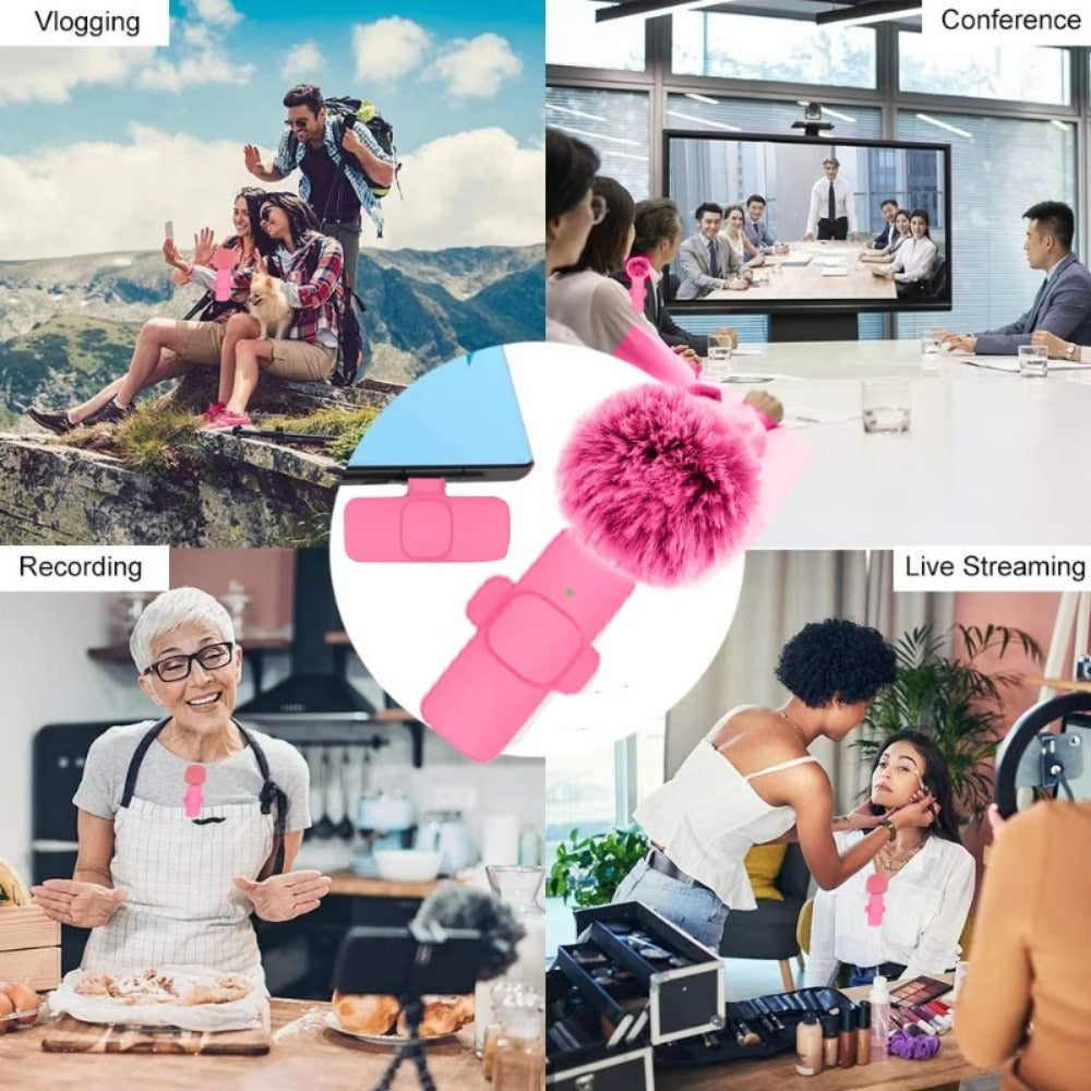 Recording Microphone, USB, Wireless, USB-C, 2pcs, Pink, Phone for Recording and Streaming detail image - detail view 10