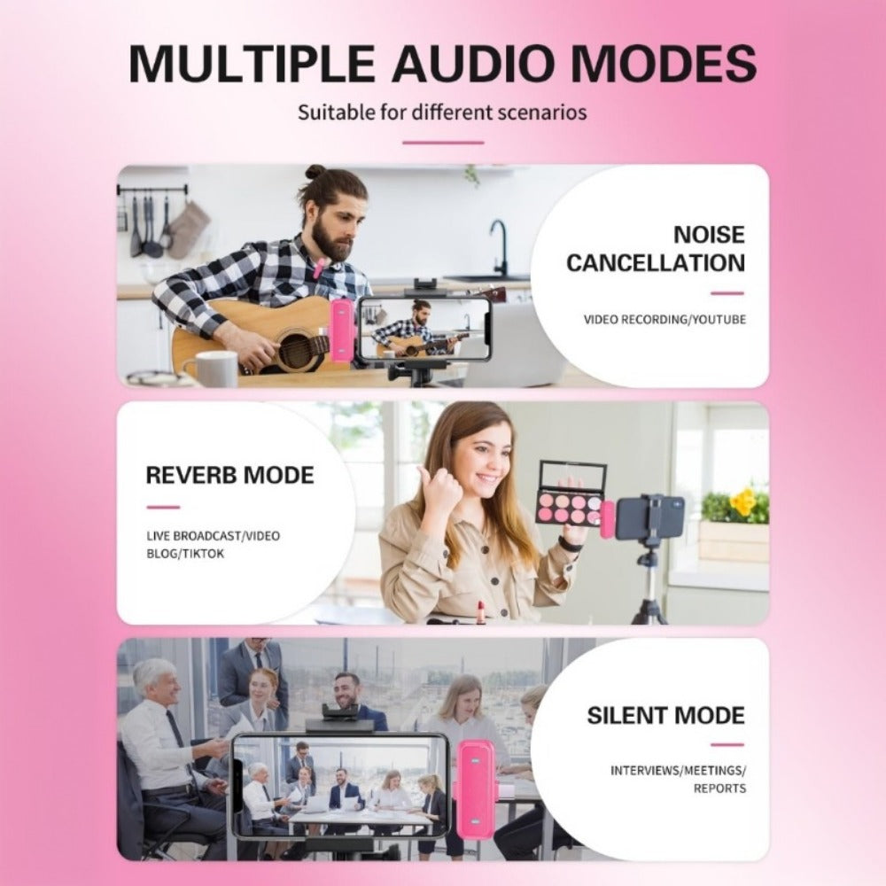 Recording Microphone, USB, Wireless, USB-C, 2pcs, Pink, Phone for Recording and Streaming detail image - detail view 5