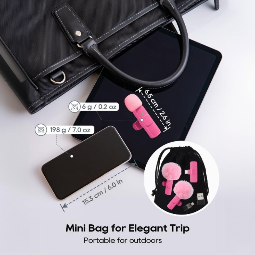 Recording Microphone, USB, Wireless, USB-C, 2pcs, Pink, Phone for Recording and Streaming detail image - detail view 6