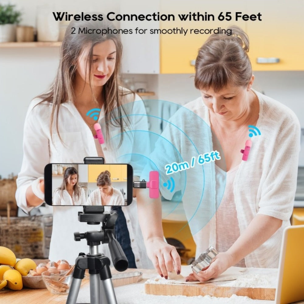 Recording Microphone, USB, Wireless, USB-C, 2pcs, Pink, Phone for Recording and Streaming detail image - detail view 9
