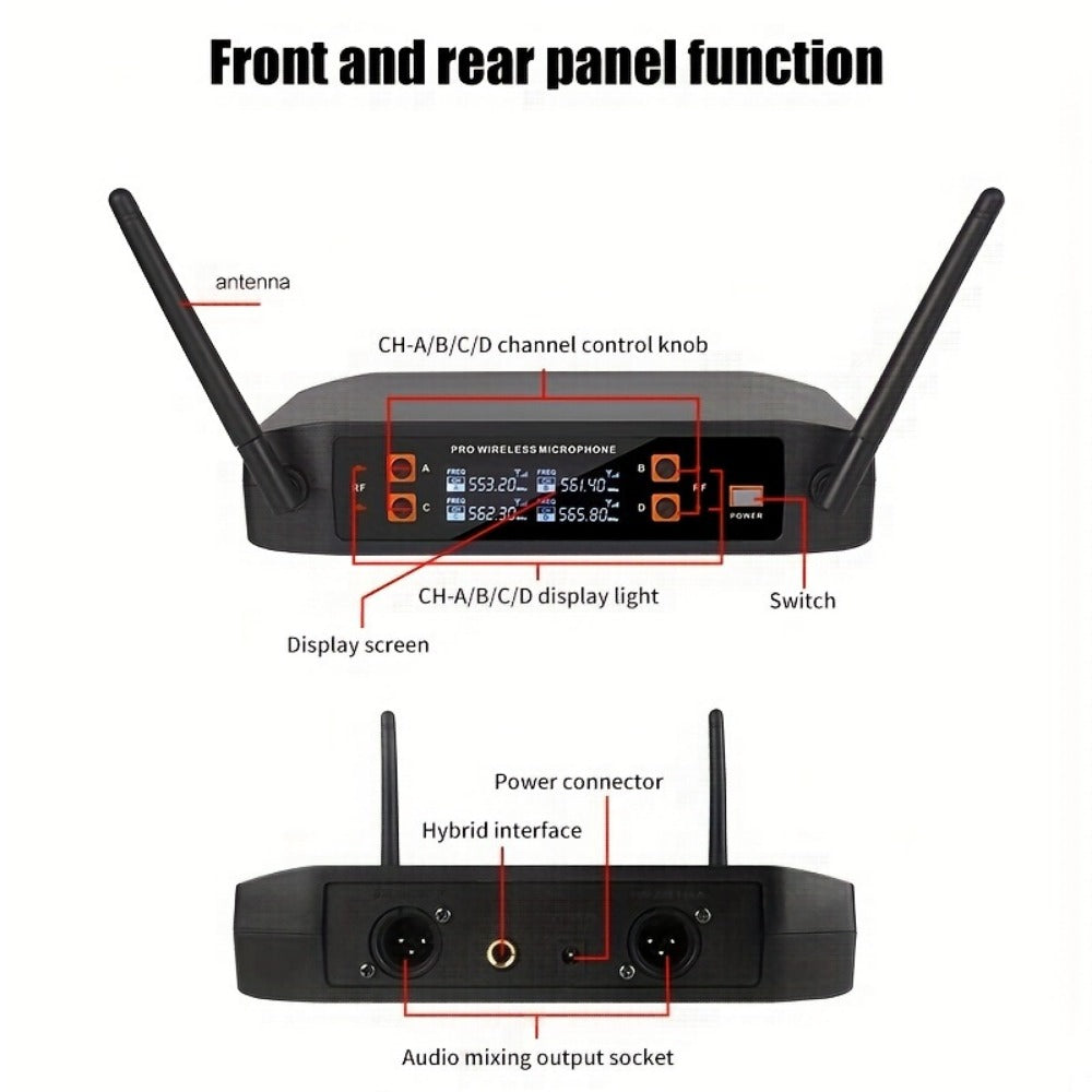 Recording Microphone, Wireless, 160ft, YAMNWEO, 4-Channel for Recording and Streaming detail image - detail view 8